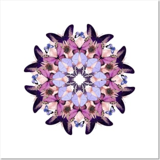 purple butterflies mandala Posters and Art